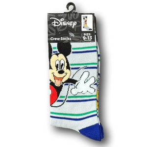 3/$20 Mickey Mouse & Stripes Disney Retro Funny Novelty Crew Socks - NWT